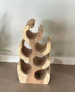 Élégant Porte-Bouteilles en Bois Massif Fait Main Écologique pour 6 Bouteilles, Type Autonome, Support Bouchons, Cinq Niveaux de Rangement Multifonctionnel - Product Image 4