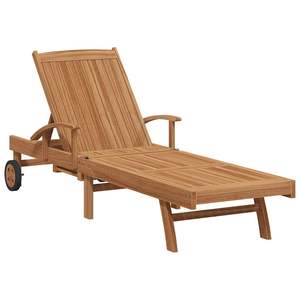 2 tumbonas plegables de madera de teca maciza marrón con cojín - Product Image 5