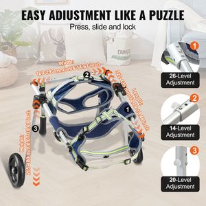 Carretto per cani a 2 ruote regolabile leggero sedia a rotelle per gambe posteriori per disabili disabili per terapia riabilitativa per paralisi - Product Image 4