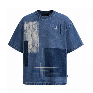 เสื้อเชิ้ตยีนส์ผู้ชายพิมพ์ลายกราฟิกสุดพิเศษ ผ้าฝ้าย 100% เป็นมิตรกับสิ่งแวดล้อม ระบายอากาศได้ดี สไตล์สตรีทแวร์ลำลอง - Product Image 1