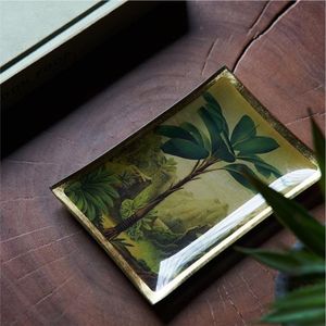 ถาดเสิร์ฟเคลือบขอบทองหรูหรา - ถาดตกแต่งลายพฤกษศาสตร์โบราณ - ถาดกาแฟสำหรับโต๊ะอาหารขายส่ง - Product Image 2