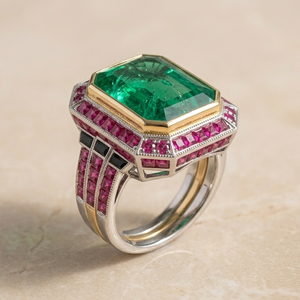 Green <b>Emerald</b> Ruby Bezel Set 925 Sterling <b>Silver</b> Gemstone <b>Ring</b> Handmade Unisex Wedding Anniversary Jewelry - Product Image 4
