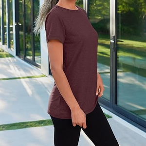 Camiseta Básica de Manga Corta para Mujer, 100% Algodón, Cuello Redondo, Antiarrugas, Secado Rápido, Informal, para Primavera, Verano y Uso Diario - Product Image 3