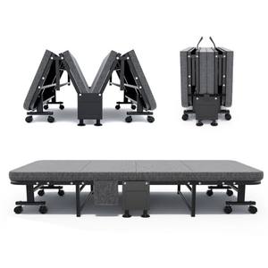 Lit d'appoint compact pliable et réglable en métal écologique avec roulettes, lit d'appoint portable pliable à cadre en acier pour la maison - Product Image 3