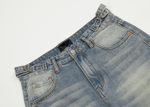 MEESAM LEATHER HOSIERY Jeans de mezclilla unisex 100% algodón de secado rápido, cintura alta, peso pesado, estilo vintage, corte regular, rectos, con relieve - Product Image 6