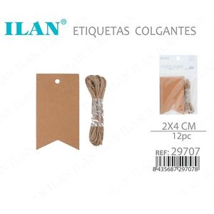 Etichette pendenti Iln 2x4 cm in carta kraft con cordino per etichettatura di capi d'abbigliamento - Product Image 3