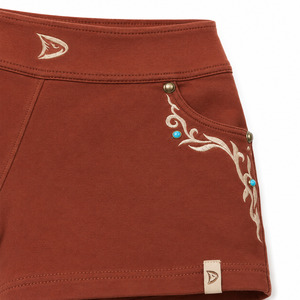 Shorts de Mujer de Cintura Alta con Bordado, Color Sólido, Transpirables, Tejidos en Spandex y Algodón, Cintura Elástica, Corte Regular, Estilo Casual - Product Image 4