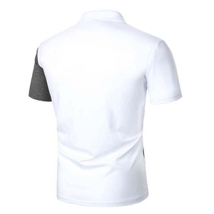 Polo en maille color-block pour homme, manches courtes, coupe décontractée, col gris et blanc, boutons, idéal pour l'été - Product Image 2