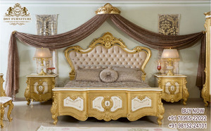 Mobilier de chambre à coucher moderne Royal Maharaja finition dorée ensemble de canapés 7 places sculptés à la main - Product Image 6