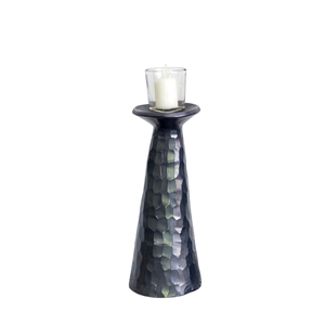 Support à bougie décoratif noir fini pour la décoration intérieure, porte-bougie de haute qualité en aluminium coulé, fait main et personnalisé - Product Image 2