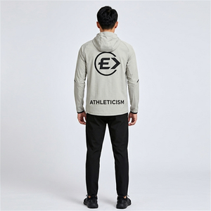 Vestes pour hommes personnalisables, style sportif uni, respirantes, à manches longues, en tissu fin, col montant, séchage rapide, pour l'automne - Product Image 2