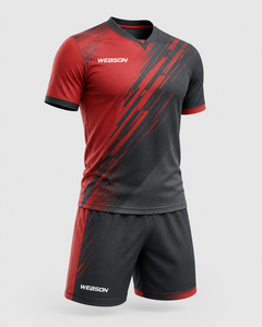 Conjunto de Camiseta de Fútbol Unisex Webson, Rojo y Negro, Manga Corta, Absorbe la Humedad, Transpirable, Impermeable, Teñido, Corte Regular, para Todos - Product Image 1