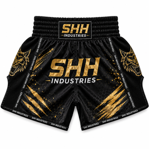 SHH Custom Muay Thai <b>Shorts</b> Unisex Premium Satin Boxing <b>Kickboxing</b> Fight Trunks Personalized Logo Martial Arts Training Wear - Product Image 1