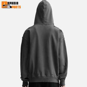 Sweat-shirts à capuche vintage délavés en coton French Terry 350 g/m² pour hommes, avec logo personnalisé, impression numérique hiver, style streetwear hip-hop - Product Image 4