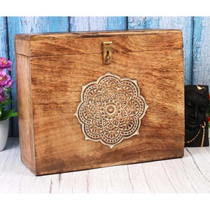 <b>Wooden</b> <b>Decorative</b> <b>Box</b> with Card Slit and Hinge Mango Wood <b>Box</b> for Weddings Party Cards Receptions or <b>Decor</b> Use at <b>Cheap</b> Price - Product Image 6