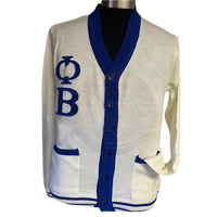 Cardigan en tricot acrylique pour femme, style universitaire preppy, col en V, avec broderie grecque des lettres de la fraternité Phi Beta Sigma