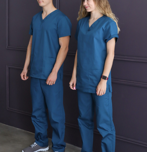 Unisex Custom Logo Short Sleeve Nurse <b>Scrub</b> Sets <b>Scrub</b> <b>Top</b> Polyester/Rayon Woven Needle Detection Hospital OEM Custom Logo - Product Image 5