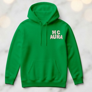 Top Demand Top Selling Sustainable Green Color Custom Chenille Embroidery Logo Patch Professional Premium Quality <b>Hoodie</b> - Product Image 3