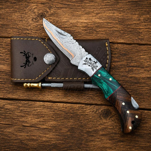 มีดพับทำมือ UA Supplies รุ่น Industrial Grade Copper Damascus Artisan Pocket Blade พร้อมระบบล็อคแบบดั้งเดิม ด้ามเรซิ่น ผลิตตามแบบ OEM - Product Image 1