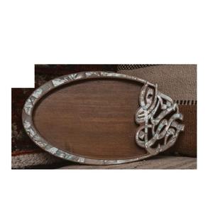 Bandeja árabe de madera con incrustaciones de nácar, un regalo cultural perfecto como recuerdo para decoración con temática de Oriente Medio. - Product Image 1