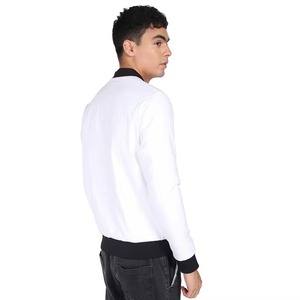 เสื้อแจ็คเก็ตบอมเบอร์สีขาวสำหรับผู้ชาย คอปกพับได้ เสื้อคลุมลำลองสำหรับฤดูใบไม้ร่วง ทรงเข้ารูป ผลิตจากวัสดุโพลีเอสเตอร์ - Product Image 1