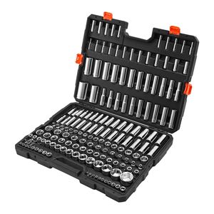 Set di Chiavi a Bussola Industriale da 163 Pezzi, Attacco da 3/8, 1/4, 1/2 Pollici, SAE e Metrico, Profonde e Standard, Kit di Utensili per Meccanici con Ampia Applicazione - Product Image 1