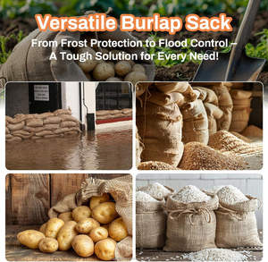 <b>100</b>% Natural Eco-Friendly, durable, Food Grade (VOT) 18.5"x27.5", wt.200+grams, 25Kg Capacity Burlap Potato Sack Rice <b>Jute</b> Bags - Product Image 4