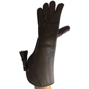 Guantes de Cetrería de Cuero Negro con Diseño de Borlas Blancas, Duraderos, para Todas las Estaciones, Venta al Por Mayor | - Product Image 2