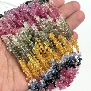 Natural Multi Sapphire Faceted Drop <b>Beads</b> 3x5mm Premium Sapphire Teardrop Gemstone Strand 16 Inch Loose Multi Sapphire <b>Beads</b> - Product Image 6