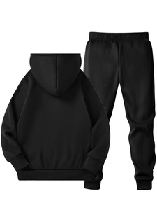 Boys' Solid Color Cotton Pullover Zipper Hoodie Joggers Sets Outdoor Sweatshirt Multi-Piece Casual Bangladesh Customized Brand - Product Image 4