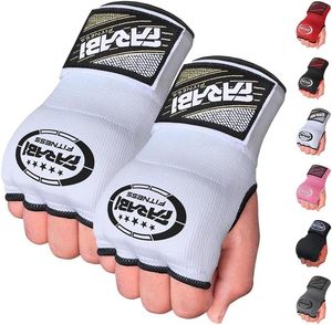 Gants intérieurs en gel de haute qualité avec logo personnalisé pour adultes, MMA, Muay Thai, boxe, activités de plein air, demi-doigts, en tissu polyester, avec fermeture auto-agrippante - Product Image 1