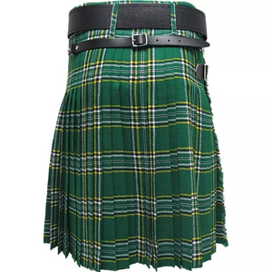 Kilt écossais vert à carreaux pour homme, jupe plissée traditionnelle des Highlands, taille adulte, mélange de laine, tenue de clan personnalisée - Product Image 1