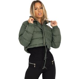 Comfortable Solid Color Wholesale Cropped Puffer Jacket Women Fashion Winter Warm Long Sleeves Casual Streetwear Oversized - Product Image 4