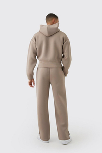 Survêtement Homme Tendance Cropped Entièrement Zippé Deux Pièces à Capuche Oversize Épaules Tombantes Jambes Larges Hiver Fournisseur OEM - Product Image 2