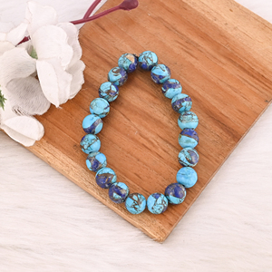 Natural Turquoise & Purple <b>Amethyst</b> Copper Gemstone Beaded 925 Sterling Silver <b>Bracelet</b> for Women Handmade Unisex Jewelry Gift - Product Image 4