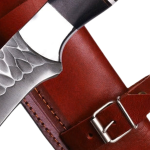 Cuchillo de Caza de Hoja Fija con Patrón Negro y Mango de Madera Marrón, Empuñadura de Metal Plateado, Cuchillo Utilitario para Supervivencia y Camping al Aire Libre - Product Image 5