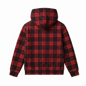 Sudadera con capucha de algodón 100% con cremallera, logo personalizado, tejido waffle sólido, corte regular, lavado ácido, estilo streetwear, hombros caídos y efecto desgastado - Product Image 2