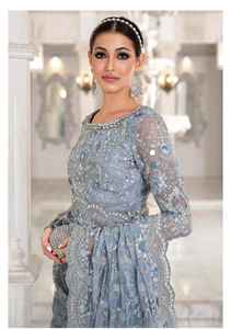 ชุดส่าหรีปักลายสวยงามสีดำสไตล์ปากีสถานสำหรับเด็กผู้หญิงสำหรับงานแต่งงานและงานปาร์ตี้ - Product Image 3