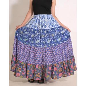 Cotton Patchwork Printed Handmade <b>Long</b> Maxi <b>Skirt</b> Bohemian Festival <b>Skirt</b> for Women Made in India - Product Image 1