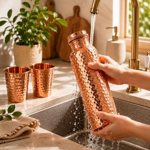BURAQ HANDICRAT Copper Water <b>Bottle</b> 1L Design for Travel - Product Image 5
