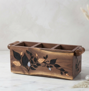 Brown Color Kitchenware Leaf Design <b>Wooden</b> Storage Organizers <b>Caddy</b> Top Selling <b>Wooden</b> <b>Caddy</b> Home Storage Organizers - Product Image 1