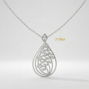 Colgante de Diamante en Forma de Lágrima con Cadena, Chapado en Oro Rosa, Joyería de Lujo para Mujer, para Compromiso, Boda, Aniversario, Fiesta - Product Image 3