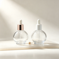 Flacon compte-gouttes en verre vide de 30 ml, forme de boule, couleur personnalisée, 1 oz, pour sérum, huile essentielle, emballage cosmétique, conteneur pour soins de la peau