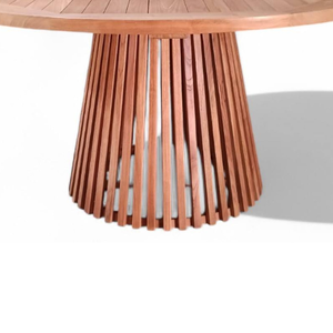 Table de salle à manger antique moderne, finition naturelle, table de cuisine ronde avec pieds en teck pour la décoration de la maison - Product Image 5