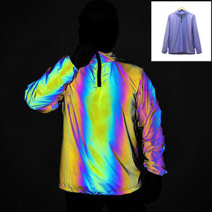 Veste coupe-vent holographique réfléchissante pour homme, manteau à capuche arc-en-ciel irisé, streetwear personnalisé, hip hop, vêtements de sport de sécurité nocturne - Product Image 4