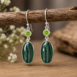 Wholesale Third Party Certified Natural Green Serpentine Peridot 925 Sterling <b>Silver</b> Bezel Set Dangle Drop <b>Earrings</b> Handmade - Product Image 2