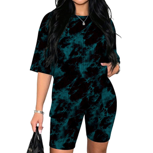 Ultimate Comfort <b>Tie</b> Dye Set Made of Quality <b>Polyester</b> Spandex Material Flexibility Breathable Custom Color Set For Women's - Product Image 1