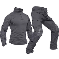 Ensemble uniforme tactique unisexe bleu foncé, chemise à manches longues et pantalon avec genouillères, séchage rapide, respirant, vêtements tactiques
