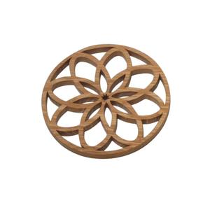 Posavasos Redondo Moderno de Madera con Diseño Semilla de la Vida, Madera Natural Cortada con Láser, Geometría Sagrada, Decoración de Cocina, Regalo de Inauguración de Casa - Product Image 1