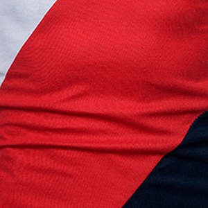 Chemise personnalisée pour homme, respirante et tricotée |   Blocs de couleur diagonaux rouge, blanc et bleu marine, coupe ajustée, performance optimisée |   Vêtements de sport en gros - Product Image 6